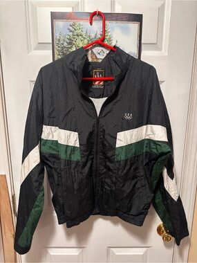 USA Olympic Black & Green Windbreaker Jacket